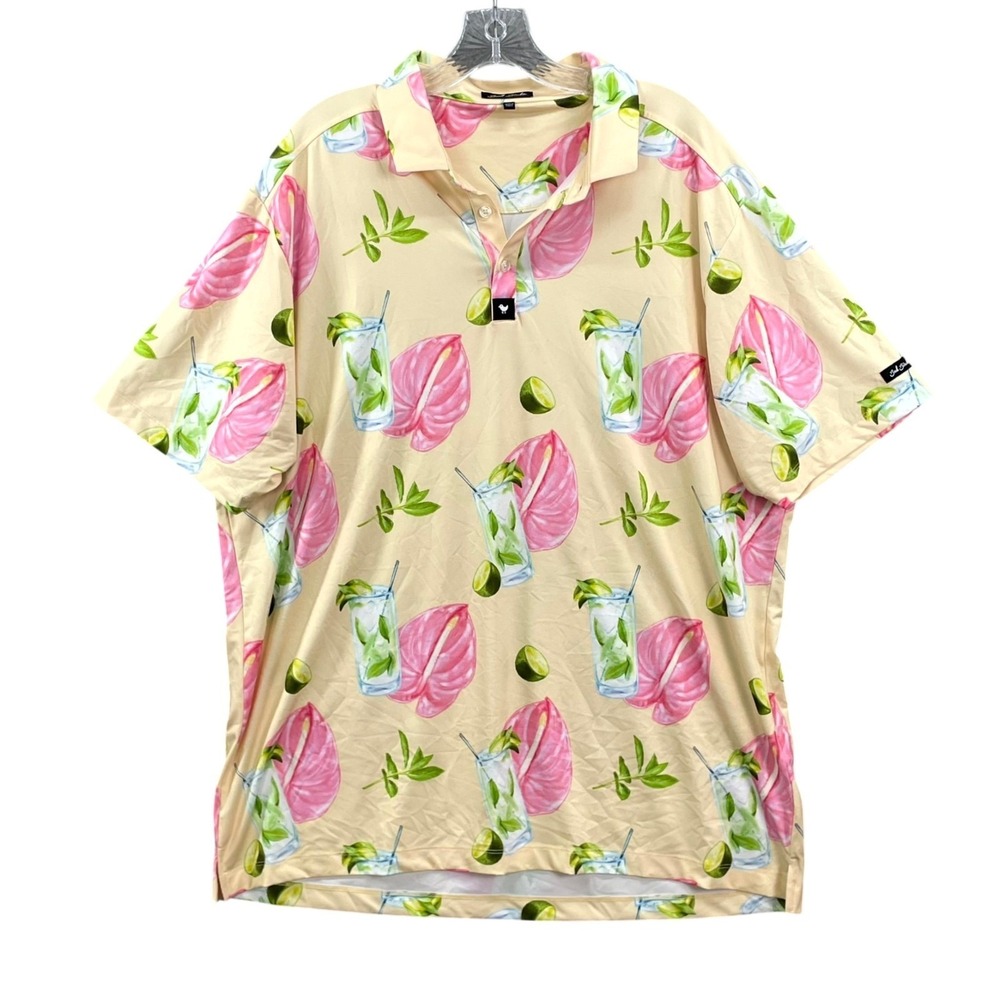 Bad‎ Birdie Polo Shirt Mens 2XL Mojito Floral Performance Golf Tennis Athleisure